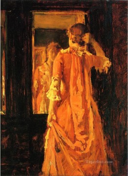 William Merritt Chase Painting - Young Woman Before a Mirror William Merritt Chase